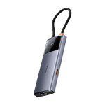 Baseus METAL GLEAM 2 SERIES 6V1 Dokovacia stanica šedá / USB 3.0 / USB-C PD / HDMI / LAN (MEMUSBCHUB6V1BASGR)