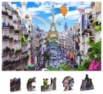 Wooden City Drevené puzzle Rušný Paríž 2v1