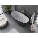 MEXEN/S - Olea voľne stojaca vaňa vzor 170 x 80, biela/čierna, sifón a prepad zlatá kartáčovaná 52821708075-55