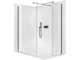CERANO - Sprchová zástena Walk-in Onyx TL/P - 8 mm - hranatá vzpera - čierna matná, transparentné sklo - 100x50x200 CER-8050BD2912