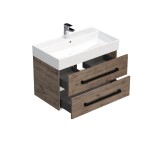 Kúpeľňová skrinka s čiernou úchytkou a umývadlom SAT Cube Way 80x53x46 cm dub Wellington mat CUBE46C802DWSAT CUBE46C802DWSAT