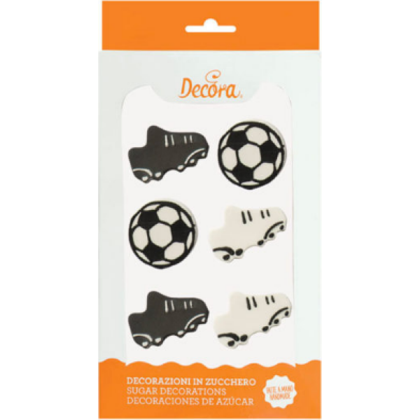 Cukrová dekorácia na tortu futbal, 6 ks - Decora