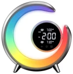 Immax PEACOCK strieborná / Nočná lampička / LED RGB / s hodinami / 400lm / USB 5V/2,1A (08985L)