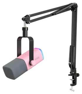 FIFINE AM8T AmpliGame ružová / Stolný mikrofón / dynamický / XLR / USB / RGB / rameno (AM8T Pink)