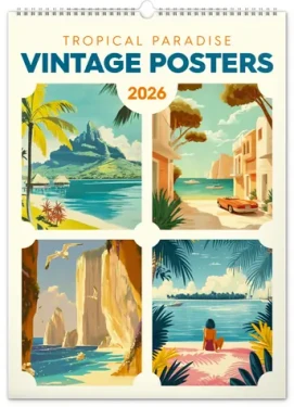 NOTIQUE Nástenný kalendár Vintage plagáty - tropické raje 2026, 33 x 46 cm (PGN-35183)