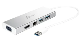 J5Create USB 3.0 Mini Dock strieborná / Dokovacia stanica / 2x USB 3.2 Gen2 / HDMI / RJ-45 / hliník (JUD380-N)