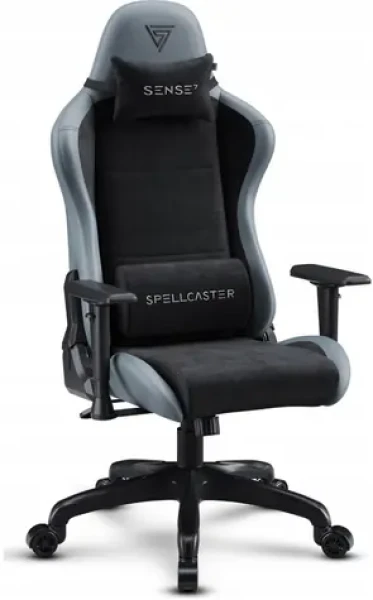 SENSE7 Spellcaster Fuku PU čierno-šedá / Herná stolička / Ekokoža + Alcantara / nastaviteľná / nosnosť 150 kg (5902659845207)