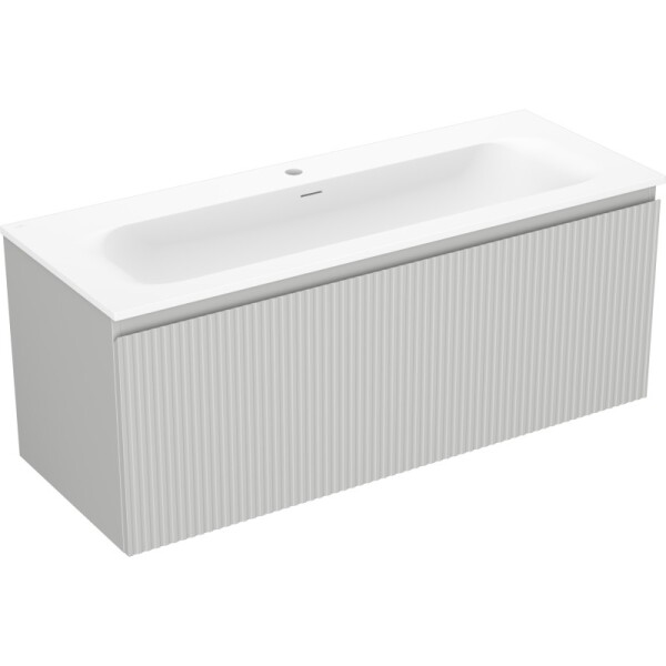 MEXEN/S - Rivel kúpeľňová skrinka 120 cm s umývadlom Vela, 1 šuplík, reliéf, šedá mat/biela mat 91A20-12047-1-BF62-W23M01