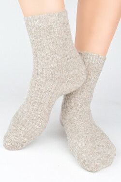 BEZTLAKOVÉ PONOŽKY HLADKÉ S VLNOU SB133 tmavě béžová 36-41