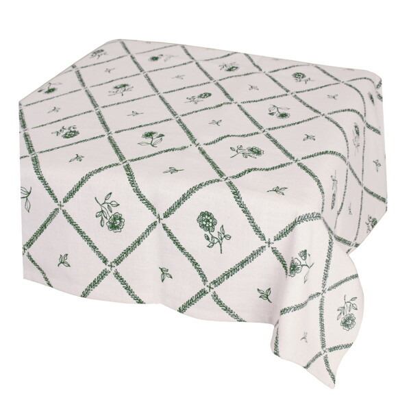 Strömshaga Bavlnený obrus Lovisa Green / White 140 x 240 cm