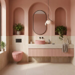 REA - Súprava: Závesná WC misa + Umývadlo na dosku Duo Sweet Pink Matt KPL-K3001
