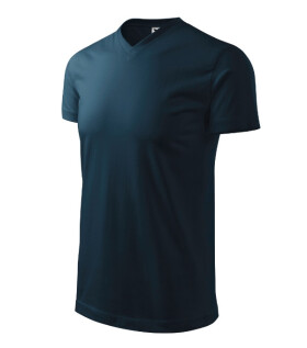 Ťažké tričko s výstrihom do V unisex námornícka modrá XL