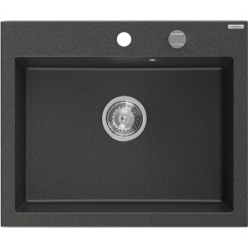 MEXEN MEXEN - Elix granitový drez 1-miska 600 x 500 mm, čierna kropenatá, sifón chróm 6525601005-76