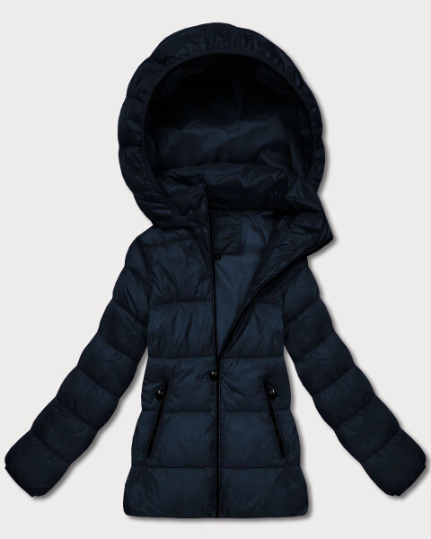 Dámska prešívaná zimná bunda s dĺžkou po boky, tmavomodrá (T3-2656#-99) odstíny modré XL (42)