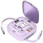 USAMS SJ650 fialová / Dátový kábel / 3v1 Micro USB, USB-C, Lightning / 60W / so stojanom (SJ650USB03)