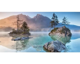 Obraz na plátne Alpský kľud pri jazere, 100x50 cm%