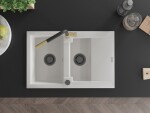 MEXEN/S MEXEN/S - Gaspar granitový drez 1.5 s odkvapkávačom vrátane batérie Flora, biela 6507-20-670401-57-B