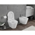 MEXEN/S - Rico Závesná WC misa Rimless Tornado vrátane sedátka s slow slim, duroplast, biela lesk 30720500T