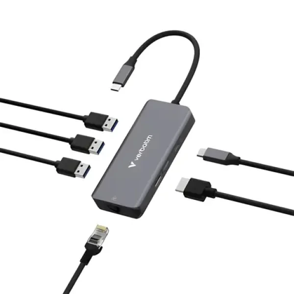 Verbatim USB-C Essentials Multiport Hub / 6 portov / 3× USB-C 3.2 Gen 1 / HDMI / USB-C PD / RJ-45 (32157)