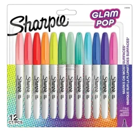 Sharpie Fine Glam Pop / Popisovač permanentný / okrúhly hrot F / mix farieb / 12 ks (2198780)