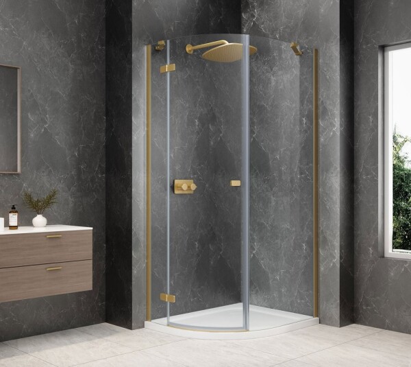 POLYSAN - GLOBE GOLD MATT štvrťkruhová sprchová zástena 800x900, číre sklo, ľavá GB2890LG