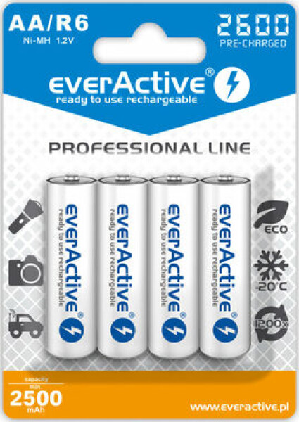 EverActive Professional Line nabíjacia batéria AA (R6) 2600 mAh 4ks / Ni-MH (EVHRL6-2600)