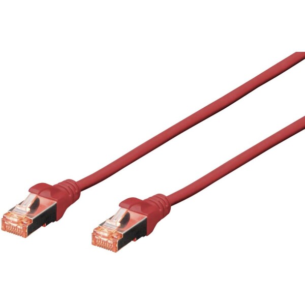 Digitus DK-1644-100/R RJ45 sieťové káble, prepojovacie káble CAT 6 S/FTP 10.00 m červená bez halogénov, krútené páry, s ochranou, samozhášavý 1 ks; DK-1644-100/R