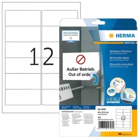 Herma Univerzálne etikety 96x42,3 mm / biele, snímateľné / 25 listov / 300 ks (4348)