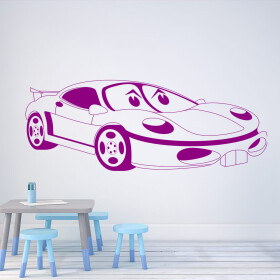 Veselá Stena Samolepka Detské autíčko Porsche Farba: fialová, Veľkosť: 80 x 37 cm