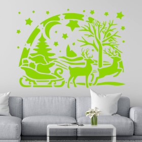 Veselá Stena Samolepka Santa Claus Farba: zelená, Veľkosť: 80 x 58 cm