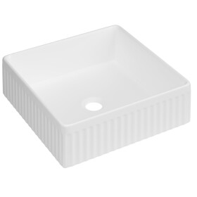 INVENA - Umývadlo na dosku Glamour Trend 36x36cm, ryhovaný štvorec, biely lesk CE-63-K01-L