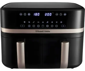 Russell Hobbs Satisfry Dual čierna / Teplovzdušná fritéza / 2× 4,5 l kôš / 2800 W / dotykový displej / 9 programov