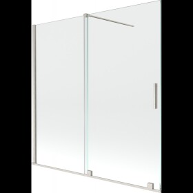 MEXEN/S - Velár dvojkrídlová posuvná vaňová zástena 160 x 150, transparent, nikel kartáčovaný 896-160-000-01-97