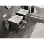 MEXEN/S - Orio kúpeľňová skrinka 50 cm s umývadlom Vela, 2 zásuvky, grafit mat/biela mat 91A10-05047-2-BFF66-W23M01