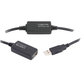 LogiLink UA0145 čierna / Aktívny USB 2.0 predlžovací kábel / 15m (UA0145)