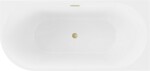 MEXEN/S - Mia voľne stojaca rohová vaňa pravá 170 x 80, biela/čierna, sifón a prepad kartáčované zlato 52691708075P-55