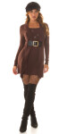 Sexy Minidress with buckle detail and glitter brown Einheitsgroesse