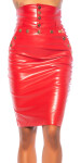 Sexy Koucla high waist faux leather skirt red S