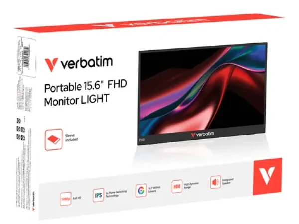 15,6" Verbatim Portable Monitor Light čierna / Prenosný monitor / IPS / FHD 1920 x 1080 / 250 cd/m2 / AMD FreeSync (32401)