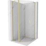 MEXEN/S - Mist L sprchový kút päťboký krídlový 80 x 80, transparent, zlato kartáčovaná 8A8L-080-080-55-00