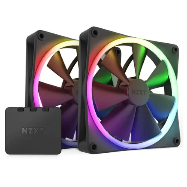 NZXT F140 PWM 2ks + ovládač čierna / 140mm / Fluid Dynamic Bearing / 32.5 dB @ 1800 RPM / 89.48 CFM / 4-Pin PWM (RF-R14DF-B1)