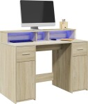 VidaXL Biurko z podświetleniem LED, dub sonoma, 120x55x91 cm