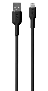 Puro Soft čierna / Dátový kábel USB-A - Lightning / silikónový / 1,5 m (PUCAPLTICONBLK)