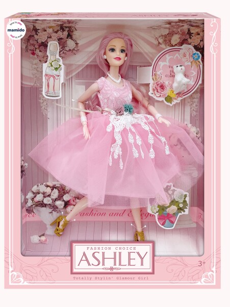 Mamido Mamido Bábika Ashley v spoločenských šatách ružová MT1241