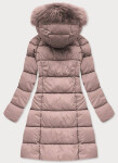 Dámska dlhá zimná prešívaná bunda v staroružovej farbe s kapucňou (7751BIG) odstíny růžové 50