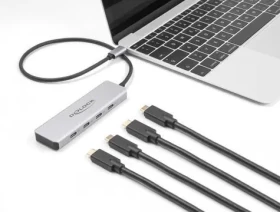 DeLock 64231 sivá / USB hub / USB-C / 4× USB-C / 10 Gbps (64231)