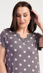 Dámska nočná košeľa s krátkym rukávom Polka dot hnědá 1XL