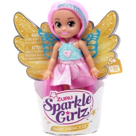 Zuru Víla Sparkle Girlz s krídlami malá v kornútku ružovomodré šaty a svetlo ružové vlasy