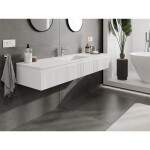 MEXEN/S - Rivel kúpeľňová skrinka 160 cm s umývadlom Otis, 1 šuplík, reliéf, biela mat 91A20-16023-1-BF01-W18M01