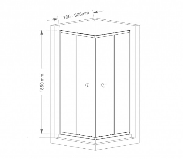 AQUALINE - AGGA štvorcová sprchová zástena 800x800, číre sklo HLF808Y